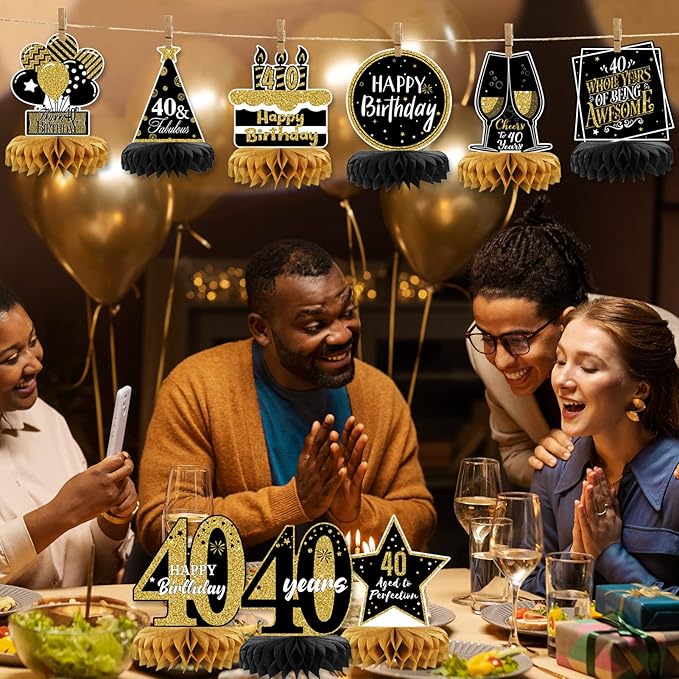 9 Pieces 40th Birthday Table Decorations 40th Birthday Centerpieces for Tables 40th Birthday Decorations for Men and Women (40th)