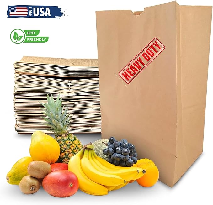 Heavy Duty 57 Lb Large Brown Paper Bag – 50 Count, Eco-Friendly Shopping Bags, Great for Grocery, Retail, and More – Strong, Durable, and Reusable