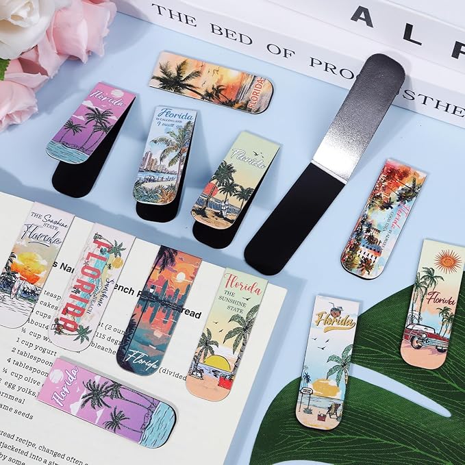 Florida Magnetic Bookmark Gifts - 48PCS Traveling City Magnetic Bookmarks USA City Book Marks Page Magnets Marker Clip for Women Book Lovers Traveler Students Teacher Florida Souvenirs Gift