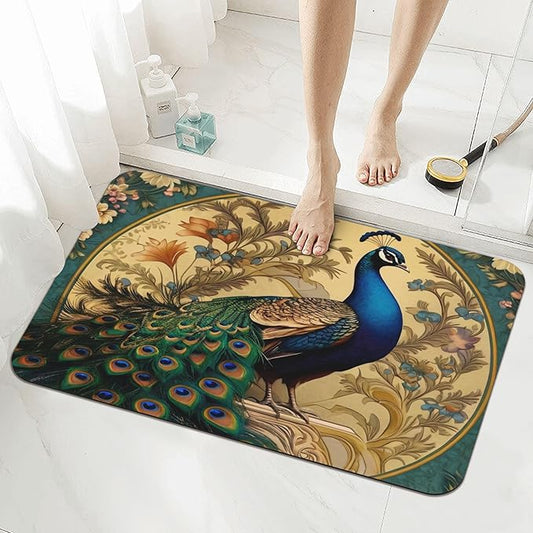 Diatomaceous Earth Bath Mat - Non-Slip Quick-Dry Bathroom Rug with Stylish Prints, Eco-Friendly Absorbent Floor Mat for Shower, Poolside(Vibrant Designs, 15.7 X 23.6Inch)