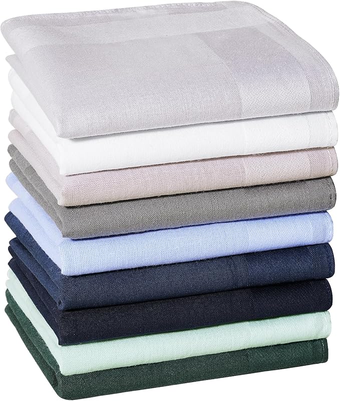 HOULIFE Men's Cotton Handkerchiefs, Solid Color 60S Soft Cotton Hankies for Men Women 6/12PCS 15.7"×15.7"