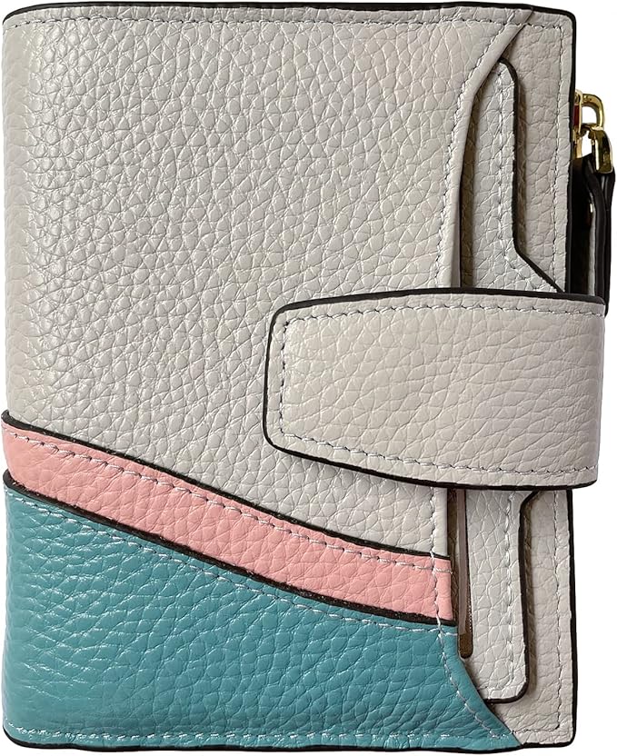 AINIMOER Women's RFID Blocking Leather Small Compact Bi-fold Zipper Pocket Wallet Card Case Purse with id Window