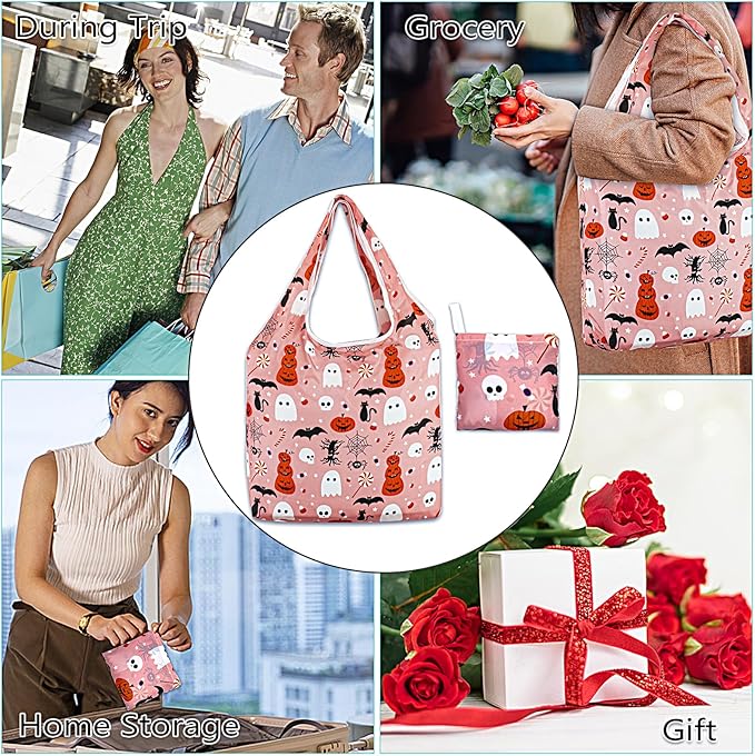 LOLOMLO 6 Pack Eco-Friendly Reusable Grocery Bags Lightweight Durable Washable Shopping Tote Foldable Outings Storage Pouch