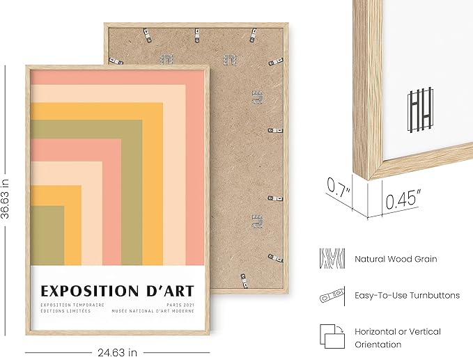 HAUS AND HUES Danish Pastel Posters, Trendy Aesthetic Wall Art, Abstract Geometric Print, Exhibition Poster (Beige Frame, 24x36)