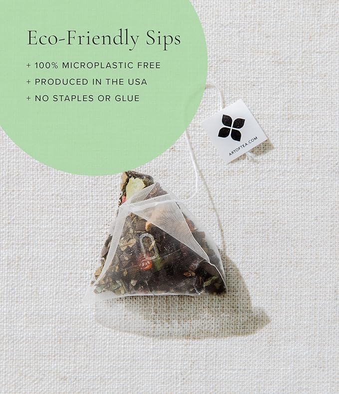Art of Tea | Organic Mint Green Tea | 50 Count Pyramid Tea Bag Sachets | Spearmint Tea | Organic Peppermint Tea bags
