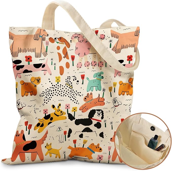 Miss Adola Aesthetic Tote Bag for Girls - with Magnetic Buckle and Zipper Inner Pocket for Women Lady Canvas Cotton Tote Bag