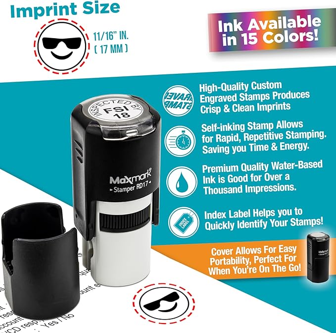 MaxMark Round Self Inking Halloween Stamp - Crow - Red Ink