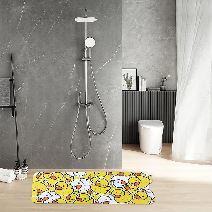 Bathtub Mat Non Slip Shower Mat for Kids Adults & Elderly 40X16 Inch Extra Long Anti Slip Bath Mats for tub Mat with Suction Cups and Drain Holes,Duck