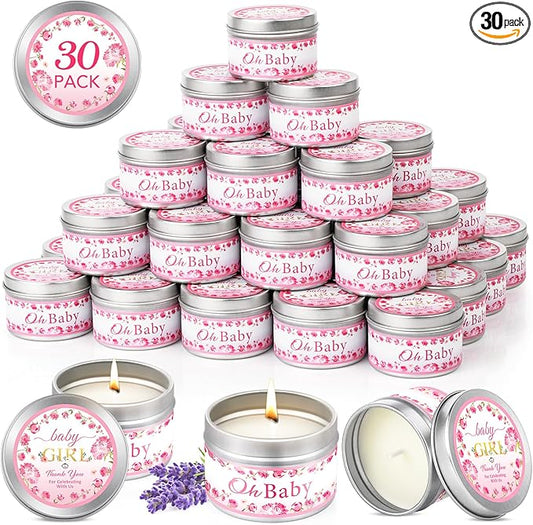 30 Pack Baby Shower Party Favors Candles Lavender Scented, Baby Shower Favors for Guests Prizes, Girl Boy Gender Reveal Party Gifts Decorations (1.2 Oz, Pink)