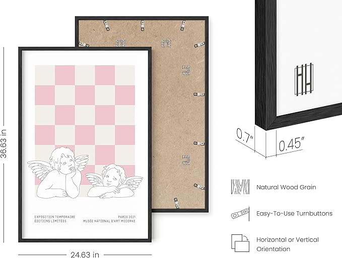 HAUS AND HUES Pink Wall Art, Danish Pastel Posters, Aesthetic Room Decor, Cool Trendy Prints (Black Frame, 24x36)