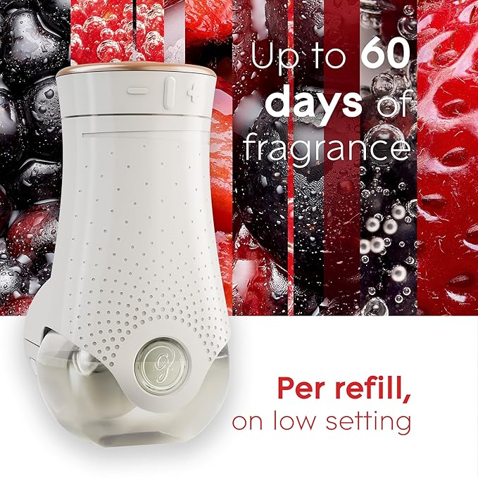 Glade PlugIns Refills Air Freshener Starter Kit, Scented and Essential Oils for Home and Bathroom, Bubbly Berry Splash, 4.02 Fl Oz, 2 Warmers + 6 Refills