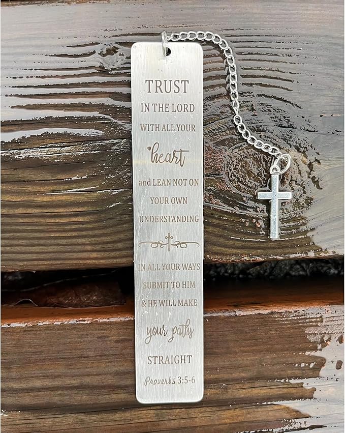 Christian Bookmark Gifts for Women Girls Boys, Inspirational Religious Book Mark Markers Faith (Trust in The Lord with Your Heart)