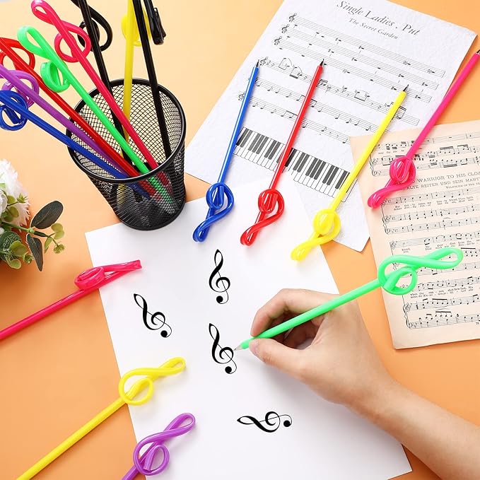 Lincia 100 Pcs Music Note Pens Bulk Musical Ballpoint Pens Music Themed Party Favors Novelty Musical Choir Prizes Gifts Piano Teacher Gift for Artists Office Decorative Supplies(Mixed Colors)