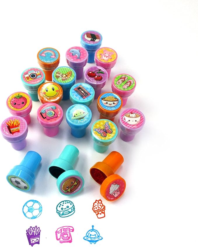 TINYMILLS 50 PCS Assorted Kawaii Cute Self-Inking Stamps, Written to Rank aggressively for Kawaii, Cute Stamps, Party Favors, Carnival prizes, and Classroom Rewards.