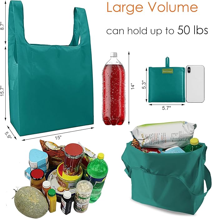 BeeGreen Marrs Reusable Grocery Bags Wholesale Gray Reusable Kitchen Bags Bulk Foldable-Machine Washable with Zipper Storage Pouch 10 Packs
