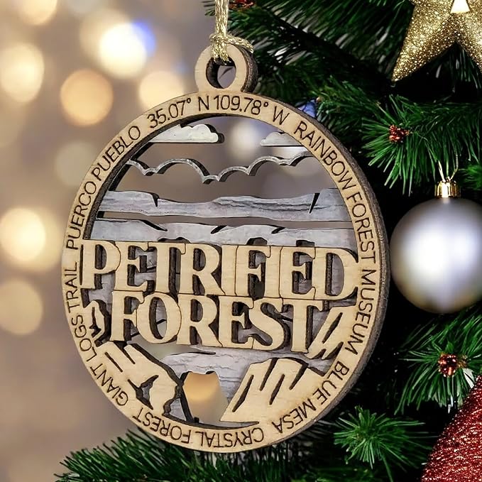 Petrified Forest National Park 3" Wood Ornament - Laser Cut Christmas Tree Decoration, Handmade Arizona Souvenir Gift