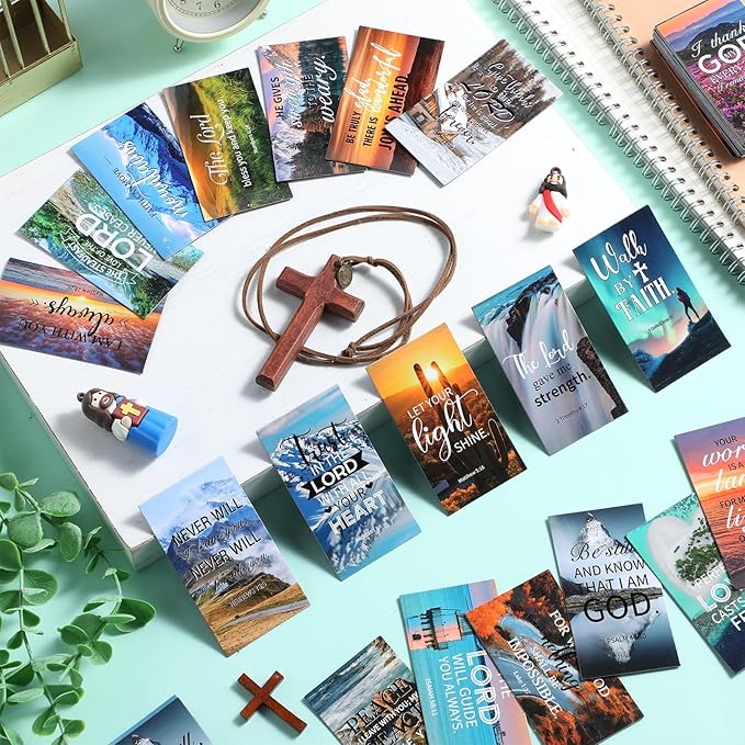 Blosssound 60 Pcs Inspirational Christian Magnets with Bible Verses Religious Refrigerator Magnet Motivational Quotes Fridge Scripture Positive Gifts for Home Office School Locker Decor(Scenery)