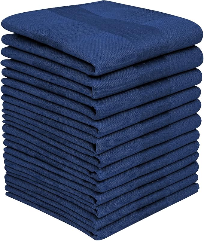 Zenssia Men's Pure Cotton Handkerchiefs with Hem, Bulk Set Hankies