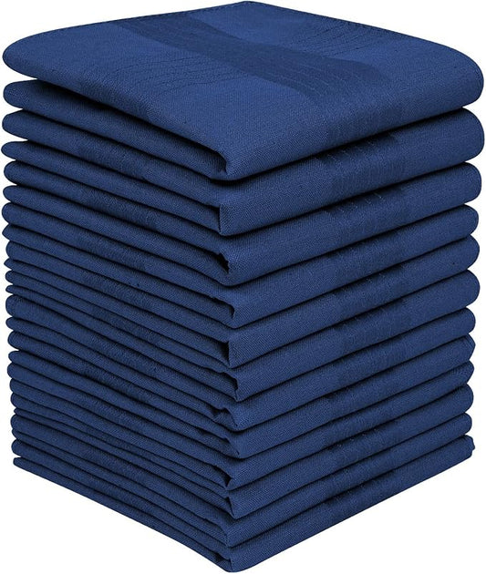 Zenssia Men's Pure Cotton Handkerchiefs with Hem, Bulk Set Hankies