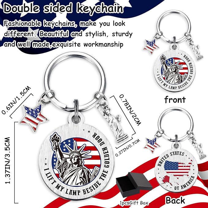 Patriots Gifts American Flag Keychain - America United States Map Keychains, Inspirational USA Souvenir Keyring for Men Women