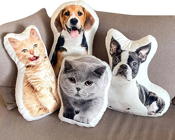 Personalized Cat Pillow, Custom Shaped Pillow with Picture, Throw Pillows for Kids Bedroom Living Room and Sofa, 16"