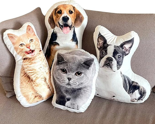 Personalized Cat Pillow, Custom Shaped Pillow with Picture, Throw Pillows for Kids Bedroom Living Room and Sofa, 16"