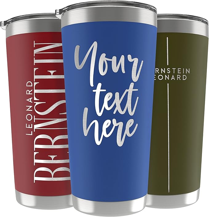 Personalized Gifts For Men - 20 Oz. Custom Tumblers w/Lid, Royal Blue - Insulated Travel Coffee Mugs - Optional Straw Set, Stainless Steel Double Wall Coffee Tumbler, Personalized Cups
