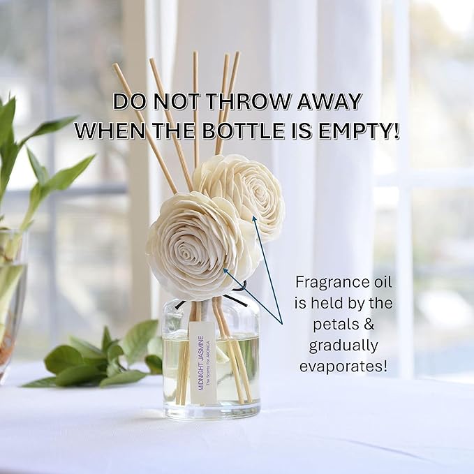 Aronica Twin Sola Diffuser - White Rose Fragrance, 160ml / 5.41 Floz, Colorful Bathroom Decor Airfreshener, Rose Reed Diffuser, Shelving Decor
