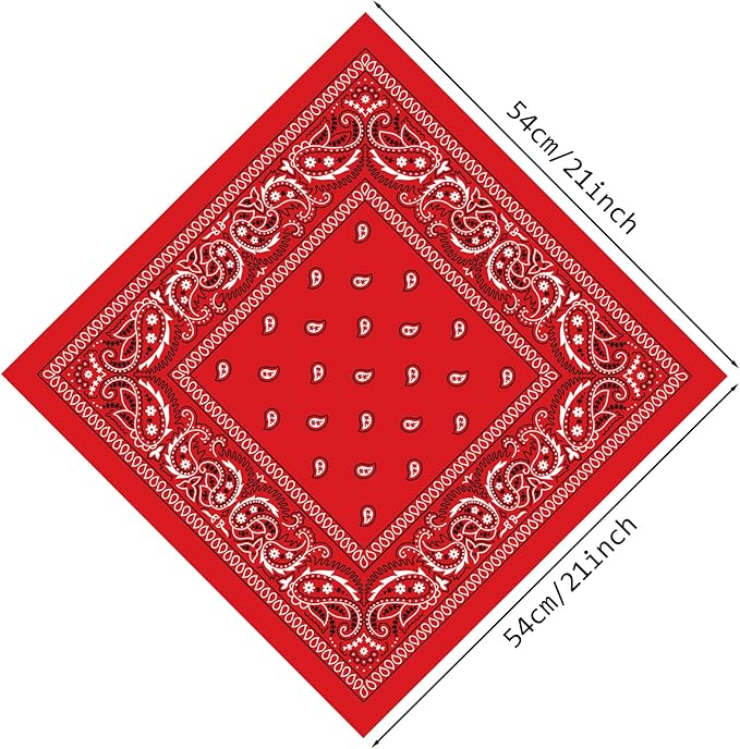 PLULON 30 Pack Bandanas for Men Women, Polyester Novelty Paisley Pattern Bandana Headbands Wristband Neckerchief Cowboy