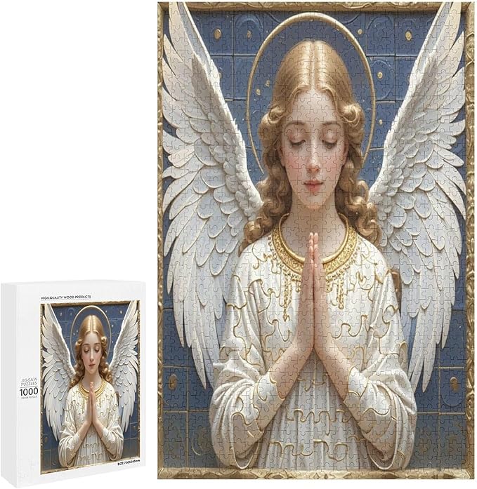 Wooden Puzzle - Classic Angel Praying Jigsaw Puzzles，Wooden Puzzles for Adults 1000 Pieces Challenge Puzzles，Educational Games，Family Puzzles，Unique Gifts for Wall Art