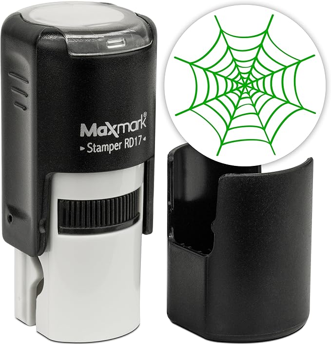 MaxMark Round Self Inking Halloween Stamp - Green Ink