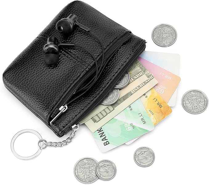 SENDEFN Leather Coin Purse for Women Small KeyChain Change Pouch Credit Card Holder