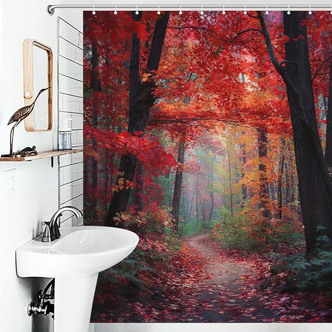 Thanksgiving Fall Maple Shower Curtain Waterproof Washable Fabric Bathroom Shower Curtains for Bathroom Decorations Home Indoor Decor 56x72Inch