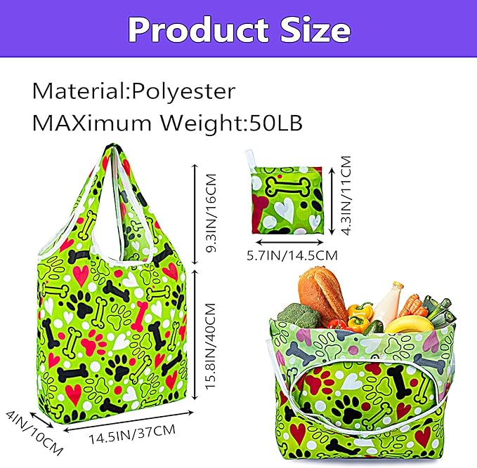 LOLOMLO 6 Pack Eco-Friendly Reusable Grocery Bags Lightweight Durable Washable Shopping Tote Foldable Outings Storage Pouch