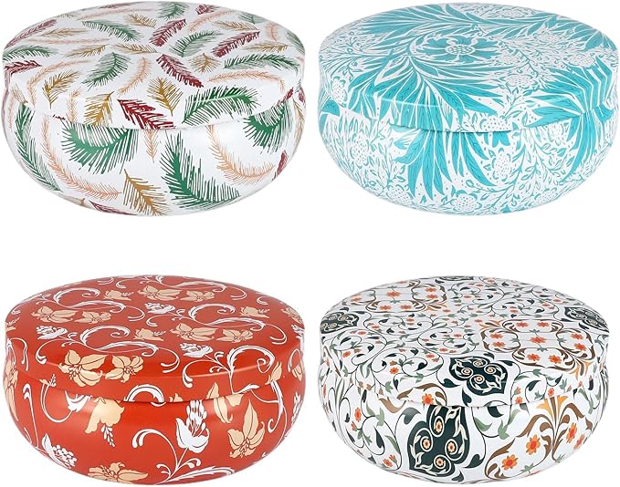 4-Pack Citronella Candle Set in Decorative Tropical Flower Tin Boxes - 3-Wick Functional Decorative Candles for Indoor & Outdoor Use - Perfect for Camping, Travel, BBQ, Picnics, and Mother's Day Gift