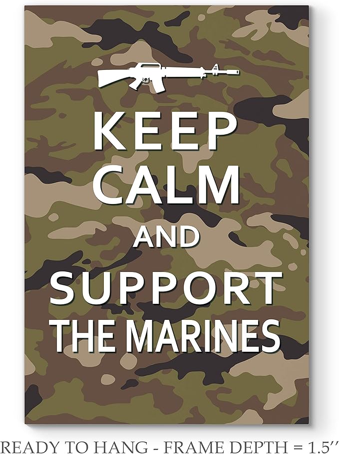 Renditions Gallery Nature Military Wall Art Home Paintings & Prints Artwork Calm Supportive Marines Glam Patriotic Motivational American Modern Decor for Bedroom Office Kitchen - 24"x32" LT25