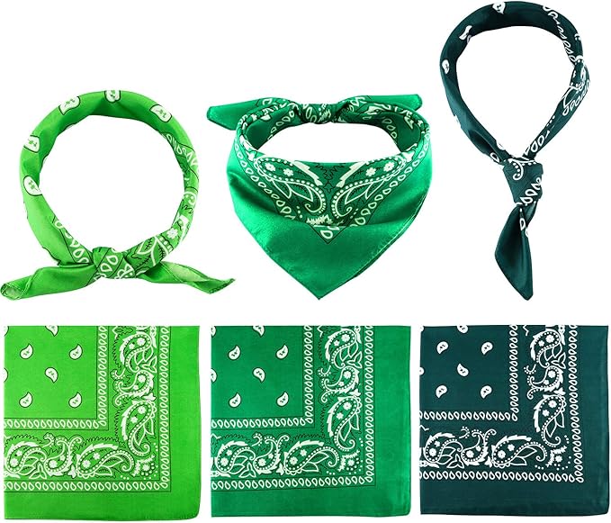 Blulu 6 Pcs Neon Color Cowboy Bandanas for Men Women Assorted Paisley Pattern Handkerchiefs 22 x 22 Inch Kids Headwrap Scarfs
