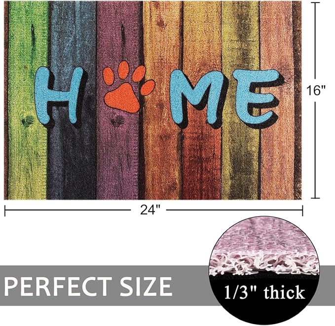 Darkyazi Colorful Doormats Entrance Front Door Rug Funny Outdoors/Indoor/Bathroom/Kitchen/Bedroom/Entryway Floor Mats，Non-Slip Polyvinyl Chloride (24"×16", Home)