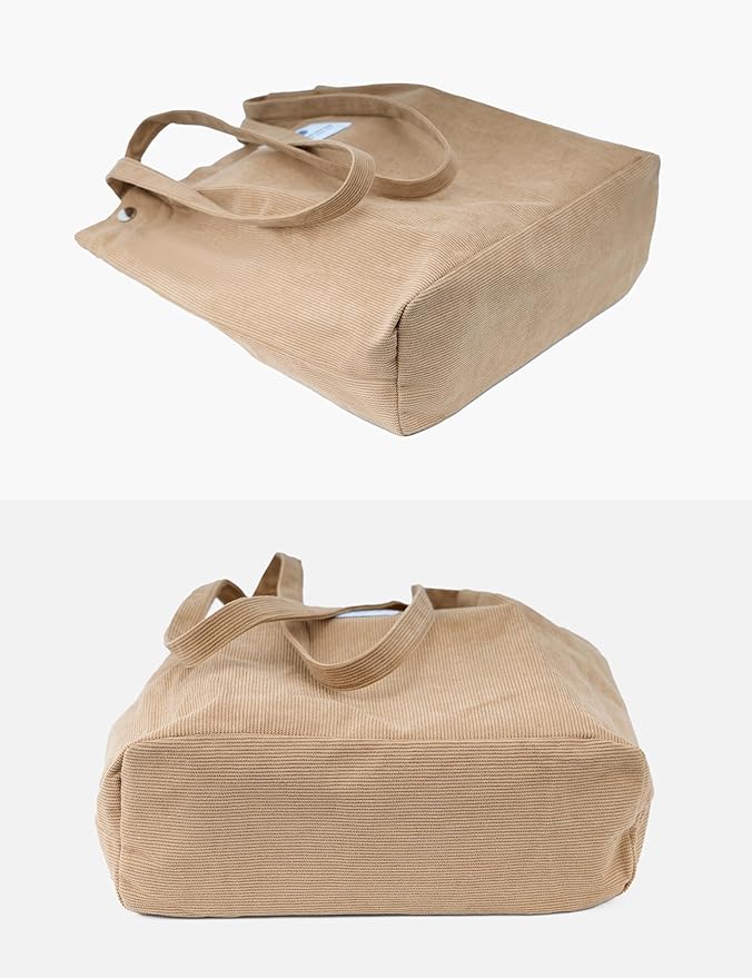 Corduroy Tote Bag Cute Tote Bags for Women Shoulder Bag with Inner Pocket for Work Beach Travel and Shopping Grocery