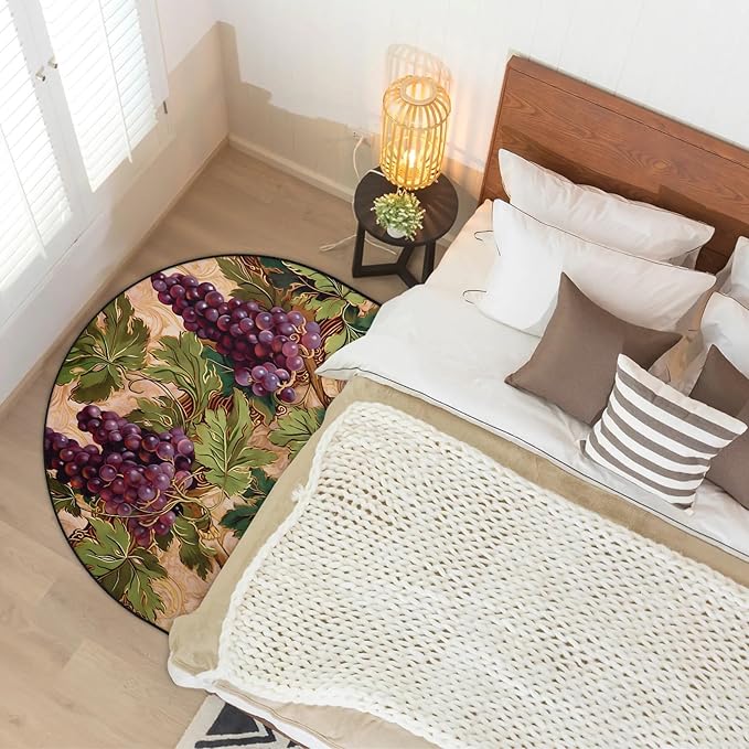 Vintage Grape Half Round Door Mat Non Slip Bath Mats Absorbent Front Porch Rugs Shower Mat for Living Room Bedroom Kitchen Bathroom Floor Home Decor