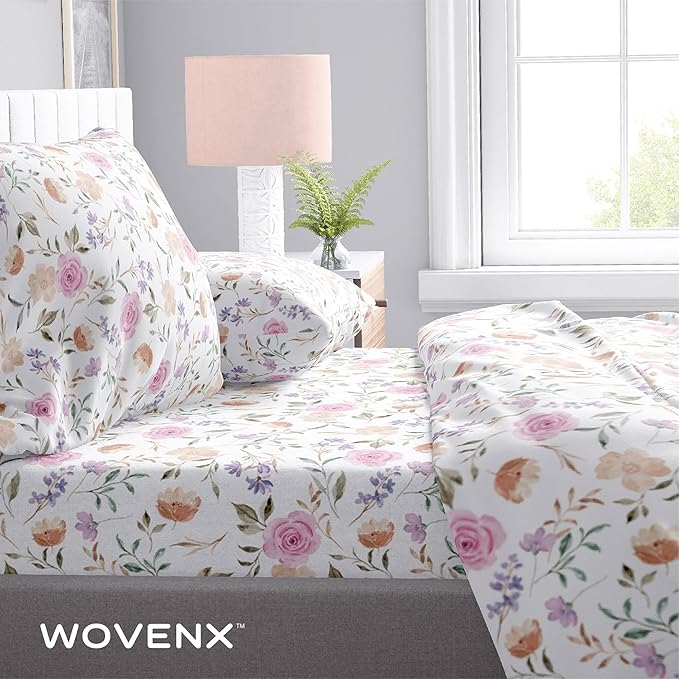 Kids Organic Viscose Derived from Bamboo Sheet Set | Twin or Full Size Fitted Bed Sheets | Oeko-Tex Certified | Cute Toddler Bedding for Girls & Boys Flower Full