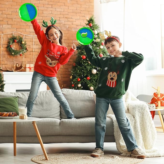 EVERICH TOY Toss and Catch Ball Set & Paddle Ball, Outdoor Games for Kids Toys, Christmas Family Games, Beach Pool Camping Yard Game Outside Toys, Gifts for Boys Girls 3 4 5 6 7 8 9 10 11 12 Years Old