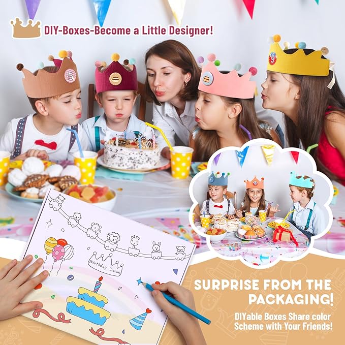 Reusable Birthday Crown with Numbers,Kids Birthday Hat Fabric Crown Pertain Kids Boy Toddler Girl Baby Bday Hats