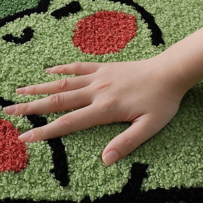 Ankah Bath Mat Cute Shower Rug, Luxury Shaggy High Absorbent and Anti Slip, Machine Washable Fit for Bathtub, Shower and Bath Room, (17.71"x 25.59", Sleep Frog)