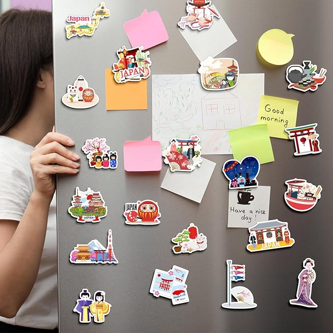 Konohan 30 Pcs Japanese Souvenirs Gifts Japan Magnet for Refrigerator Tokyo Magnetic Stickers Mount Fuji Kyoto Travel Gift for Home Decoration