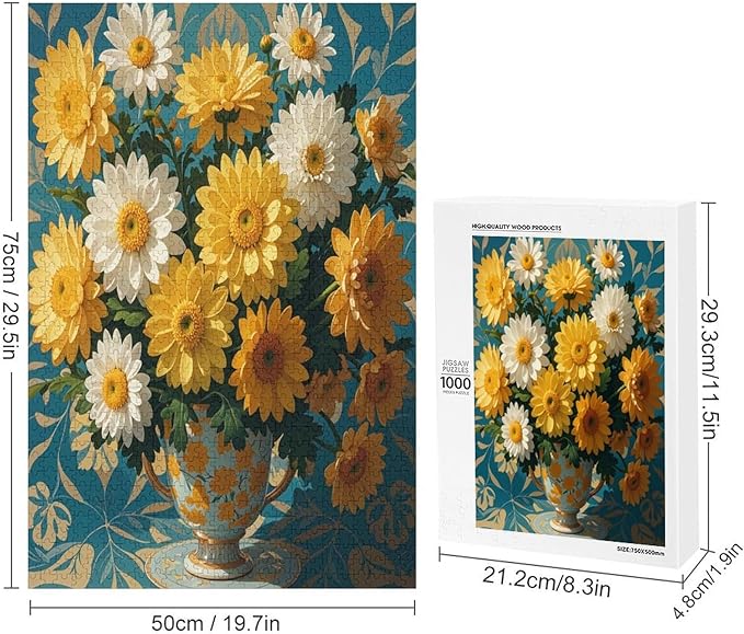 Jigsaw Puzzles for Adults 1000 Piece - Chrysanthemum Themed Wooden Puzzles，Puzzle Games Challenge Puzzles，Educational Games，Family Puzzles，Unique Gifts for Wall Art
