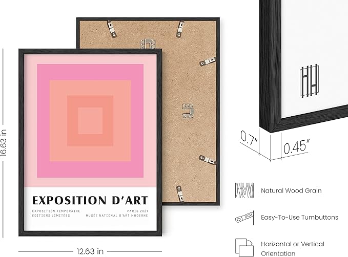 HAUS AND HUES Geometric Wall Art, Pastel Aesthetic Decor, Abstract Pink Prints, Modern Wall Art (Black Frame, 12x16)