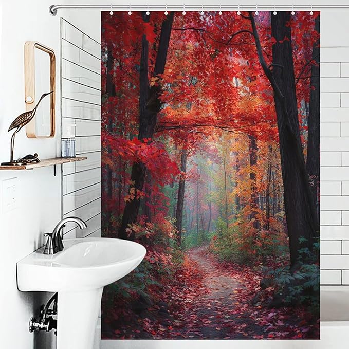 Thanksgiving Fall Maple Shower Curtain Waterproof Washable Fabric Bathroom Shower Curtains for Bathroom Decorations Home Indoor Decor 47x72Inch