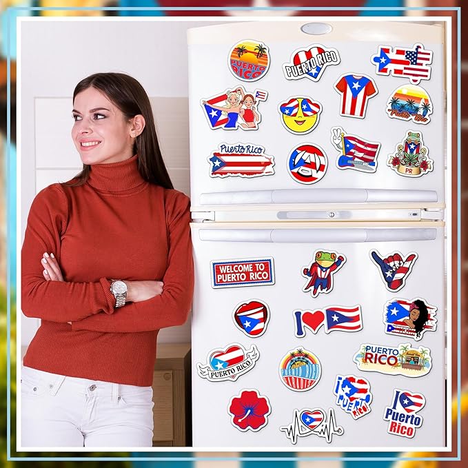 Konohan 30 Pcs Puerto Rico Souvenirs Gifts Puerto Rico Magnet for Refrigerator City Magnetic Refrigerator Stickers for Home Decoration