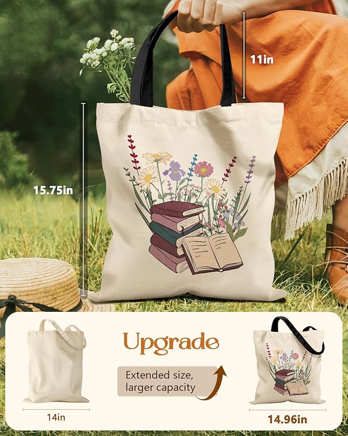 Miss Adola Aesthetic Tote Bag for Girls - with Magnetic Buckle and Zipper Inner Pocket for Women Lady Canvas Cotton Tote Bag